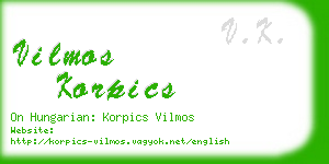 vilmos korpics business card